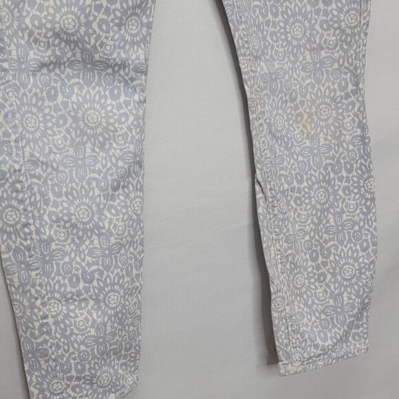 7 for all mankind floral blue and white denim cropped - Picture 5 of 14